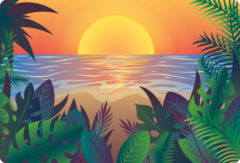 Retro sol strand natur vinylteppe - Tenstickers