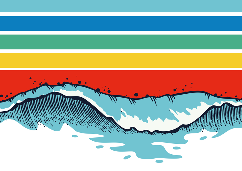 Retro bølger vintage teppe for gulv - Tenstickers