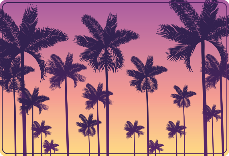 Solnedgang palmer natur vinylteppe - Tenstickers