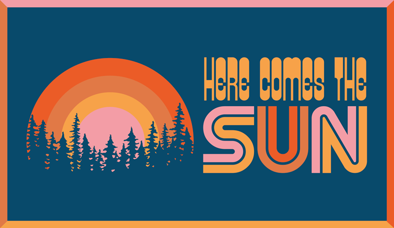 Soloppgang silhuett scene vinyl teppe sagn og tekster - Tenstickers