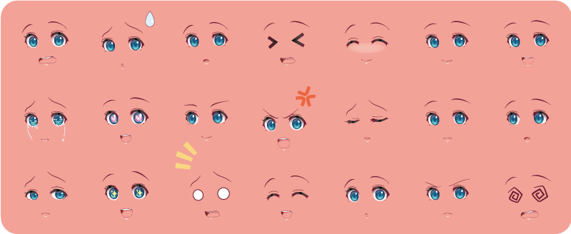 Anime ansikter ungdoms vinyl teppe - Tenstickers