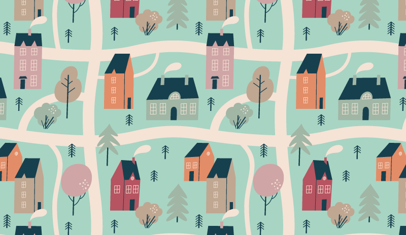 Søte barn veikart mønster vei teppe - Tenstickers