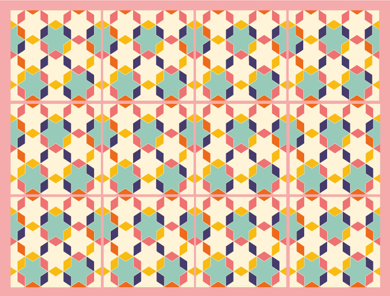 Fargerike vintage fliser teppe - Tenstickers