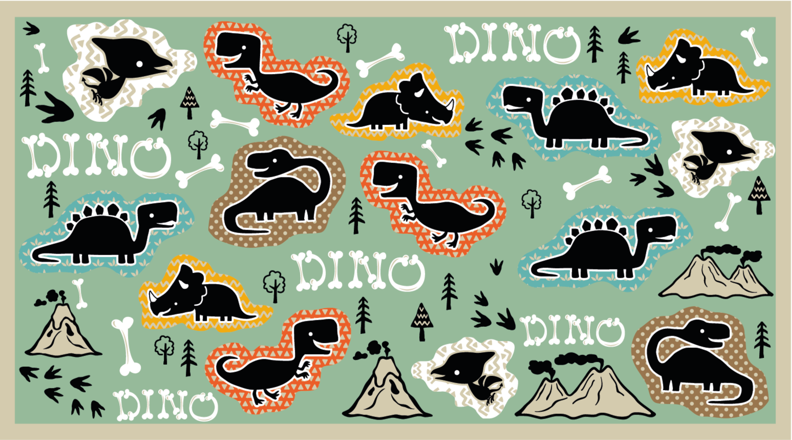 Dinosaur bein mønster dyr teppe - Tenstickers