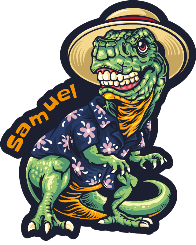 Dinosaur ferieantrekk vinyl teppe med navn - Tenstickers