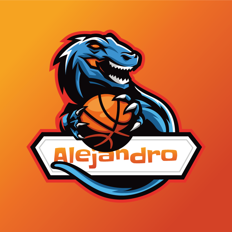 Personlig basketball dinosaur matte - Tenstickers
