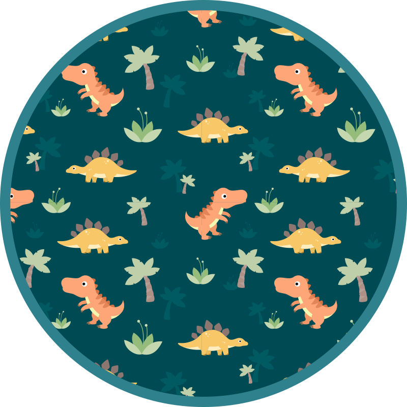 Dinosaur rundell vinyl teppe spedbarn - Tenstickers