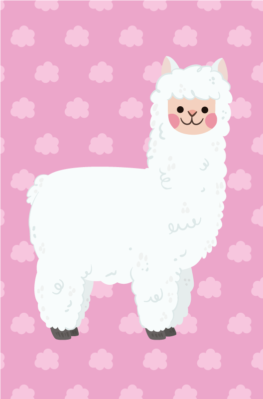 Rosa nordisk lama vinylteppe til barn - Tenstickers