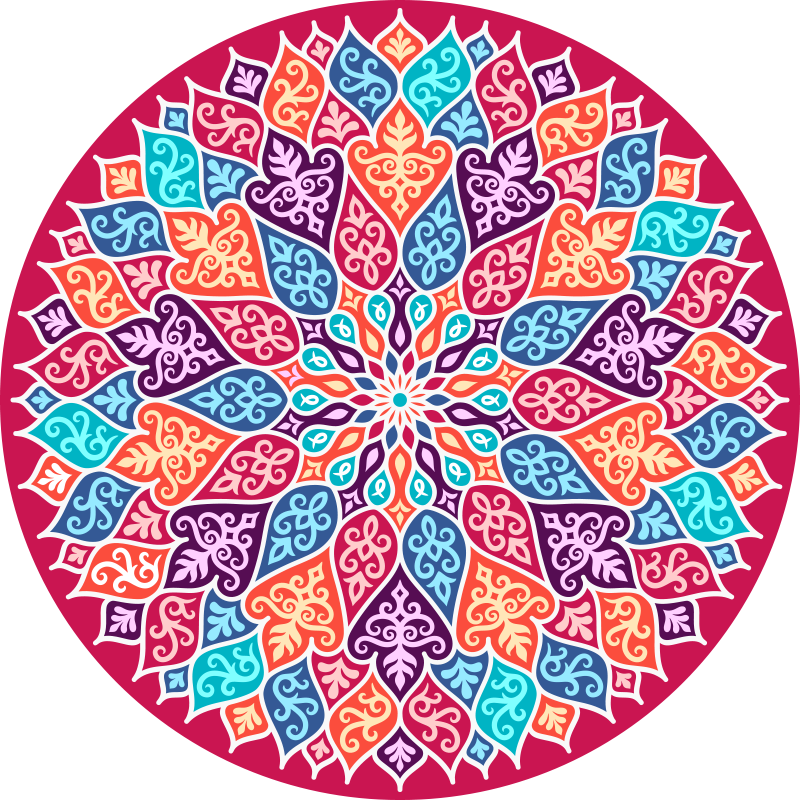 Flerfarget mandala vinylteppe - Tenstickers
