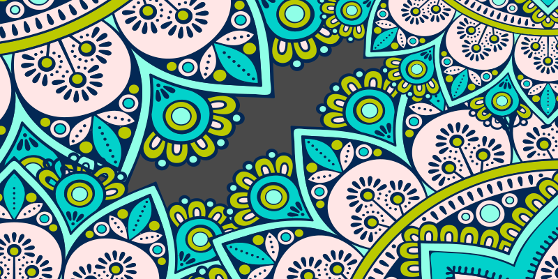 Blått og grønt mandala vinylteppe - Tenstickers