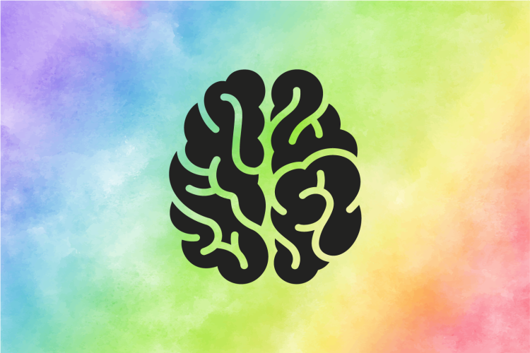 Svart og regnbue hjerne moderne teppe - Tenstickers