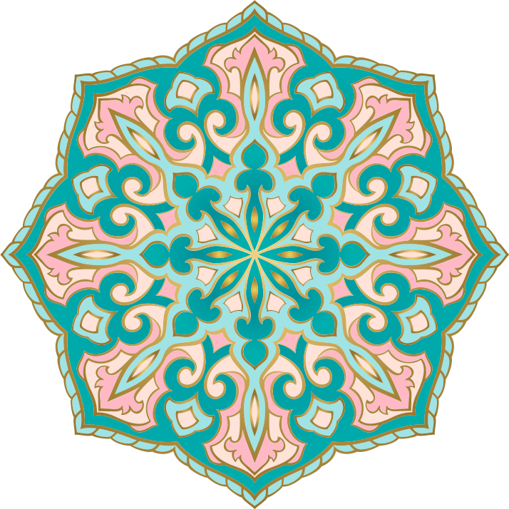 Turkis og rosa mandala vinyl teppe - Tenstickers