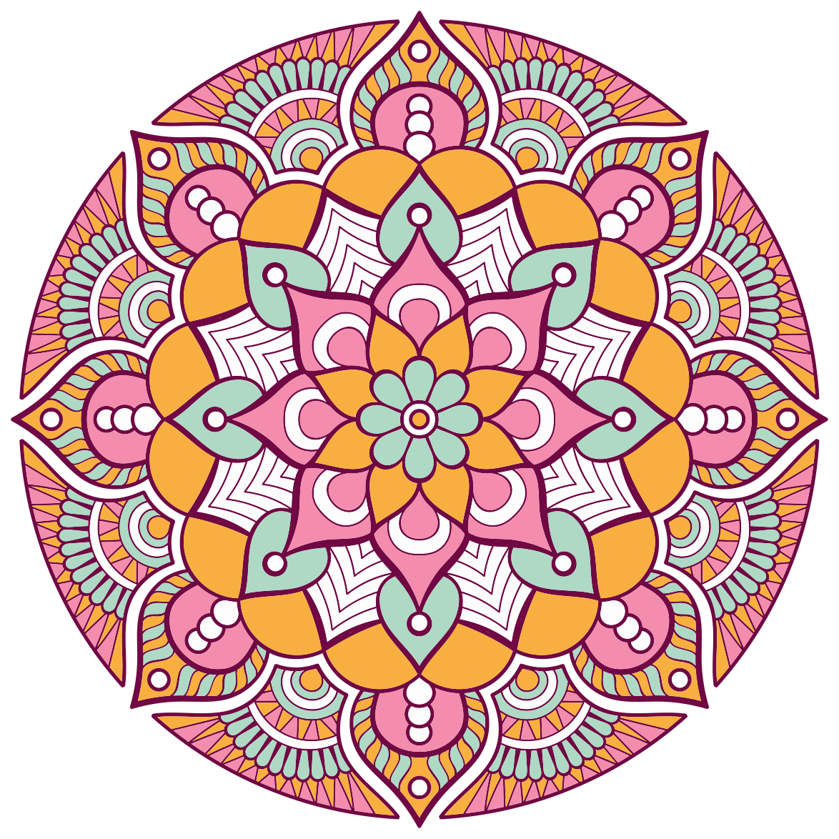 Rosa fjærmandala vinyl teppe - Tenstickers
