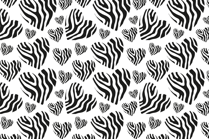 Sebra animal print heart animal print vinylteppe - Tenstickers