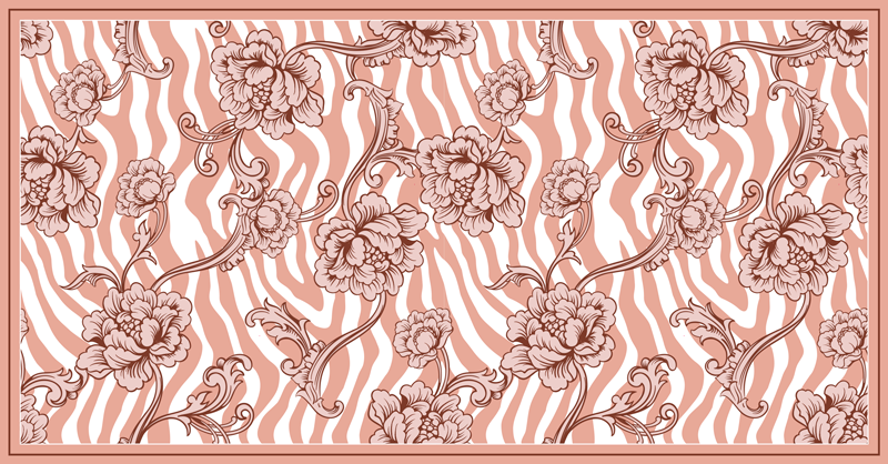 Sebra blomsterfusjon vinyl teppe soverom - Tenstickers