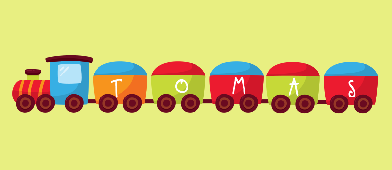 Tog med navn barn vinylteppe - Tenstickers