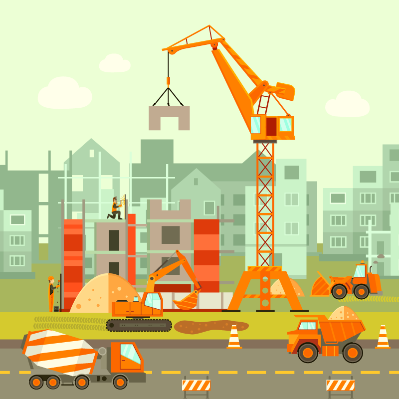 Byggeplassbiler vinyl vinylteppe - Tenstickers