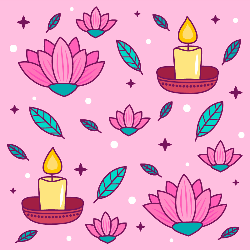 Atmosfære av lotusblomst vinyl teppe blomster og planter - Tenstickers