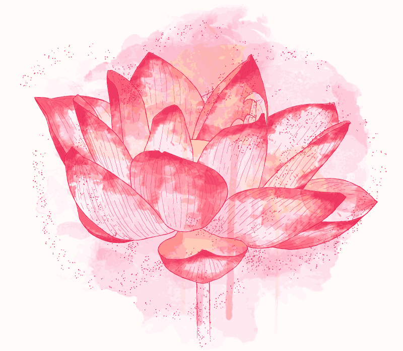 Akvarell lotus vinyl teppe blomster og planter - Tenstickers
