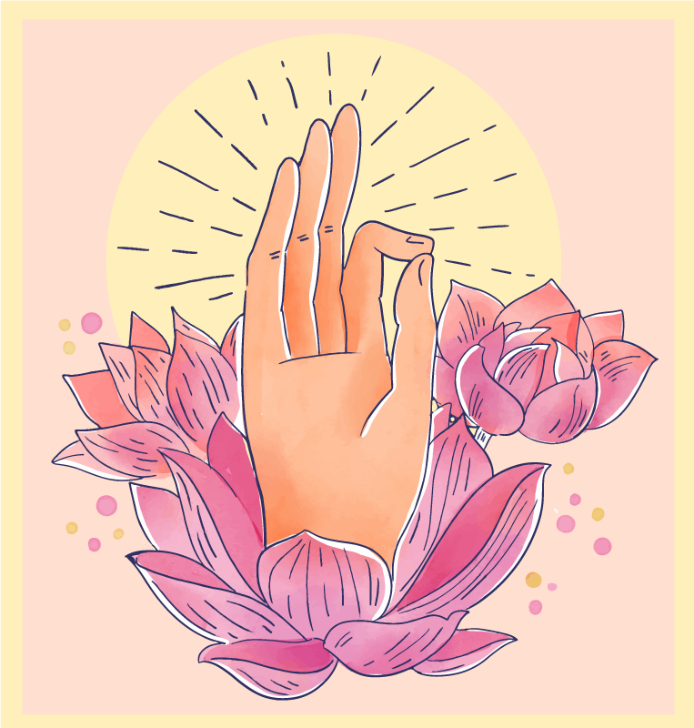 åndelig blomstringsillustrasjon vinyl teppe mandala - Tenstickers