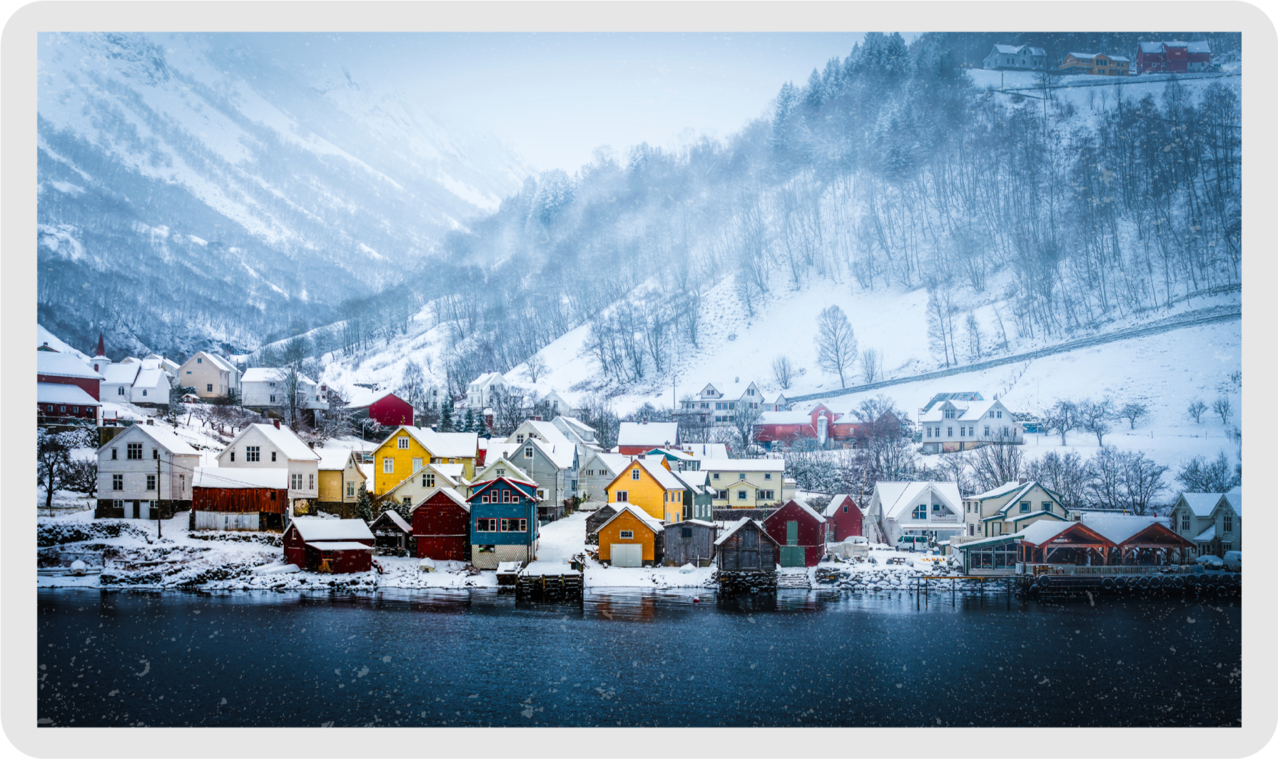 Norge fjord vinter natur vinylteppe - Tenstickers