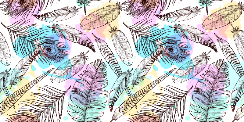 Fjærmotiv vinyl teppe blomster og planter - Tenstickers