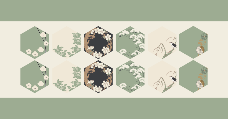 Planter og teksturer i sekskant hexagon teppe - Tenstickers
