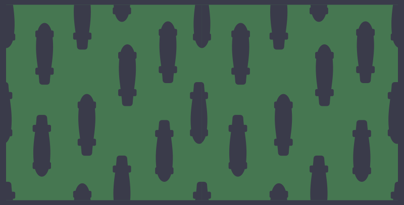 Grønt og svart skateboard tenårings vinylteppe - Tenstickers