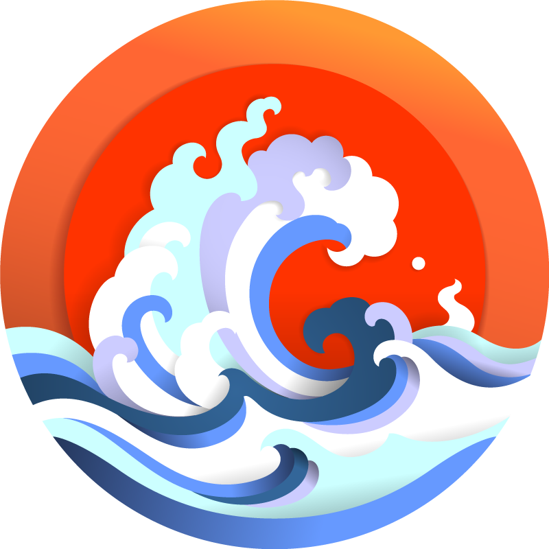 Sol og bølge natur vinylteppe - Tenstickers