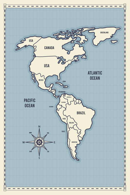 Kart over amerika vinyl teppe verdenskart - Tenstickers