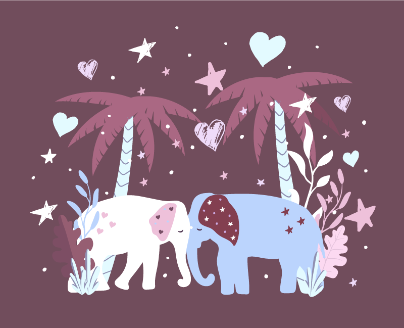 Elefanter i kjærlighet vinylteppe - Tenstickers