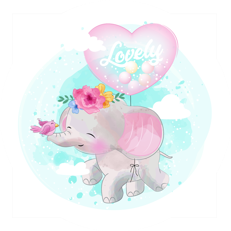 Barnlig elefantillustrasjon vinyl teppe baby - Tenstickers