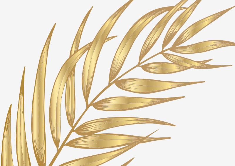 Gyllent bladmønster vinyl teppe blomster og planter - Tenstickers