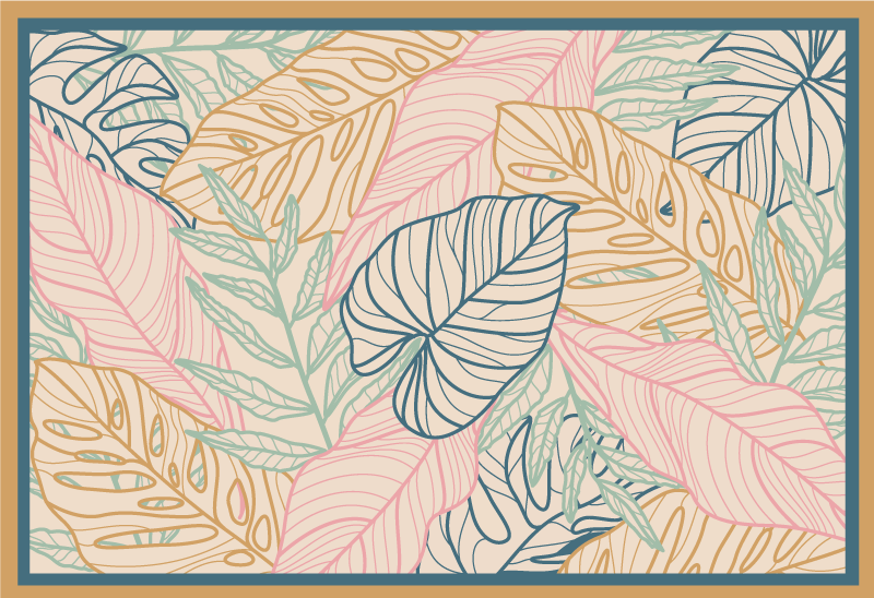 Tropiske bladmønstre vinyl teppe natur - Tenstickers