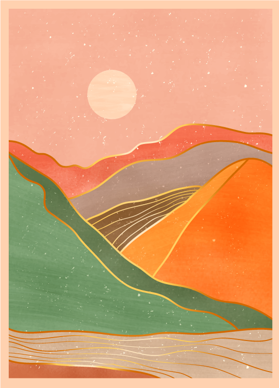 Abstrakt fjellandskap vinyl teppe moderne - Tenstickers