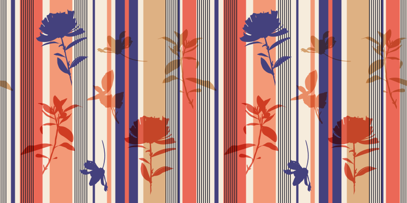 Striper med blomster striper teppe - Tenstickers