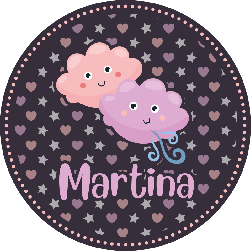 Lilla skyer med navn Vinyl teppe flere barn - Tenstickers