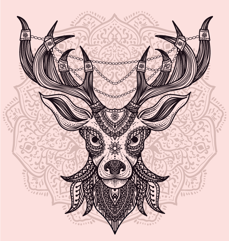 Grått hjortemotiv vinyl teppe dyr - Tenstickers