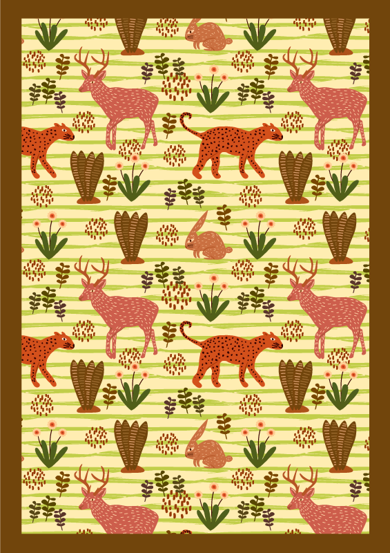 Grønn hjortmønster vinylteppe - Tenstickers