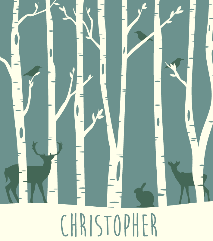 Skogvenner tema vinyl teppe med navn - Tenstickers