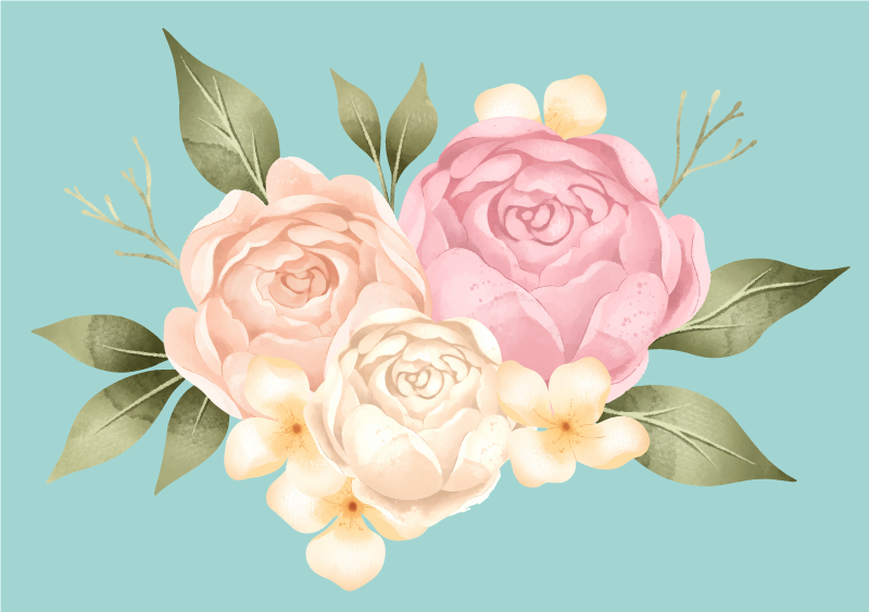 Botanisk sammensetning vinyl teppe blomster og planter - Tenstickers