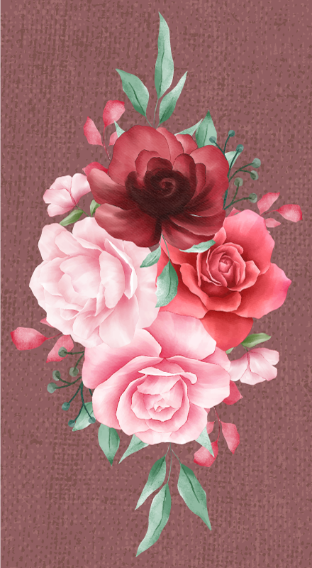 Peon linje med blomster vinyl teppe - Tenstickers
