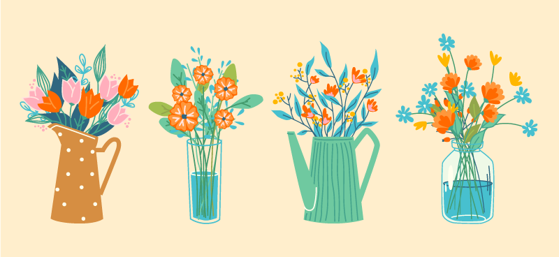 Vinyl teppe blomster og planter blomsterdekorasjon - Tenstickers