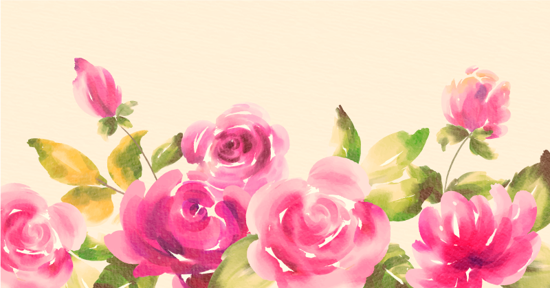 Rosa blomsterdesign vinyl teppe blomster og planter - Tenstickers