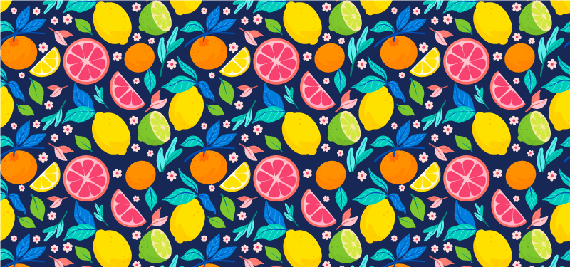 Fargerikt sitrusmønster vinyl teppe kjøkken - Tenstickers