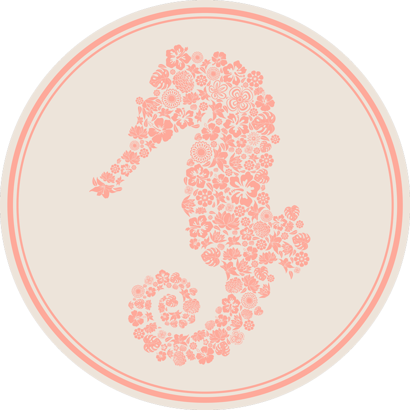 Sjøhest blomsterdesign vinyl teppe blomster og planter - Tenstickers