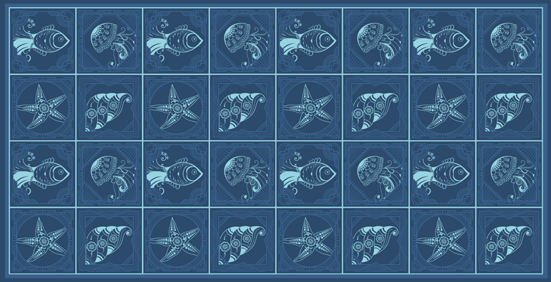 Ornamental sjø liv fliser dyre vinyl teppe - Tenstickers