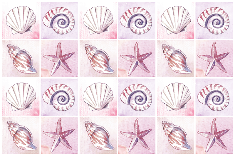 Vinyl teppe stue seashell konseptdesign - Tenstickers