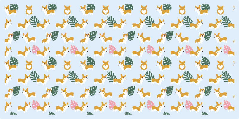 Monstera og hunder vinyl teppe dyr - Tenstickers