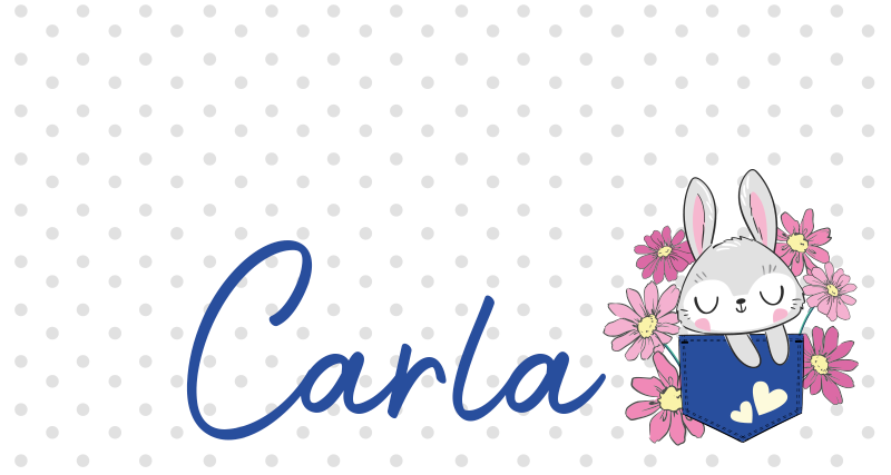 Grå kanin med navn Vinyl teppe flere barn - Tenstickers